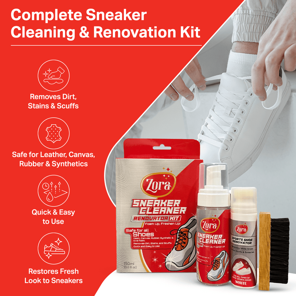 Zora Sports & Sneaker Cleaner| White Renovator Kit - Zora Shoe Care