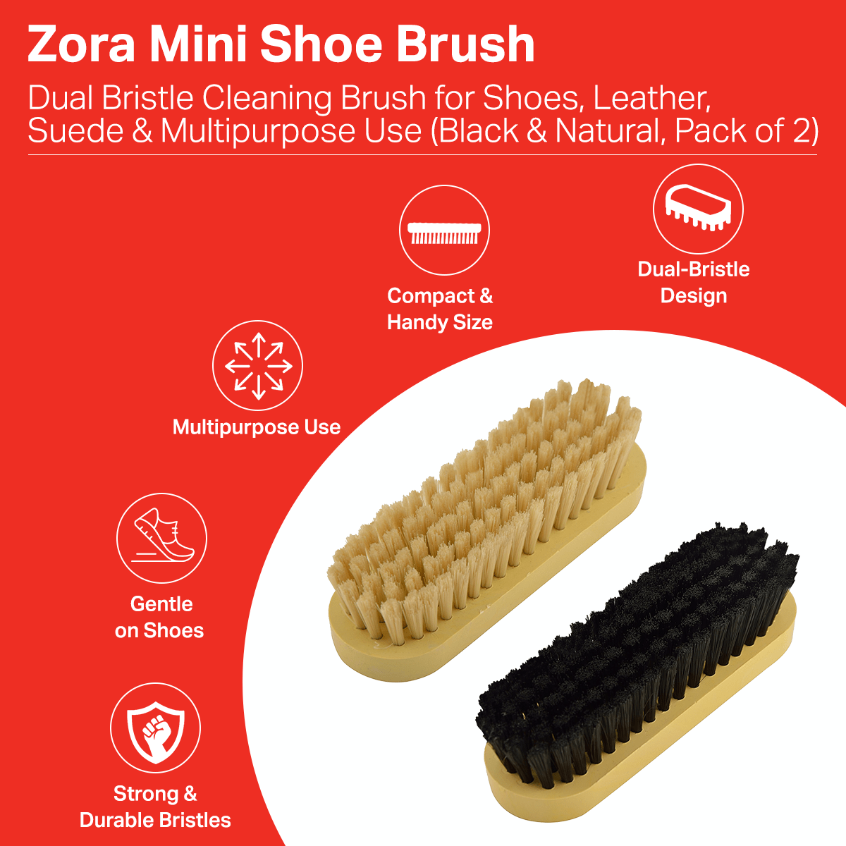 Zora Mini Brush | Dual Combo - (Pack of 2) - Zora Shoe Care