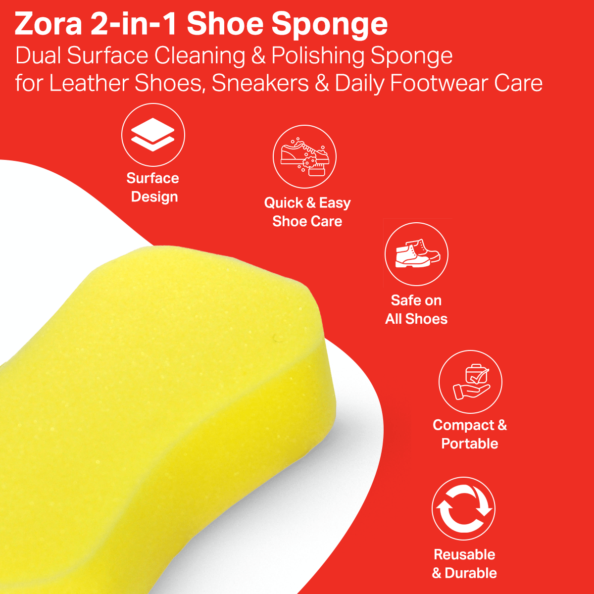 Zora Multipurpose Yellow Sponge - (Pack of 2) - Zora Shoe Care