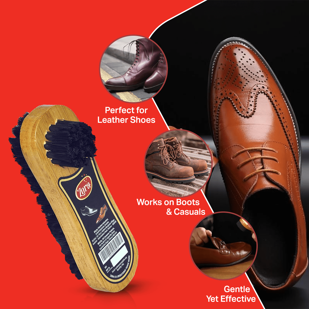 Zora 2 in 1 Dual Brush - (Pack of 2) - Zora Shoe Care