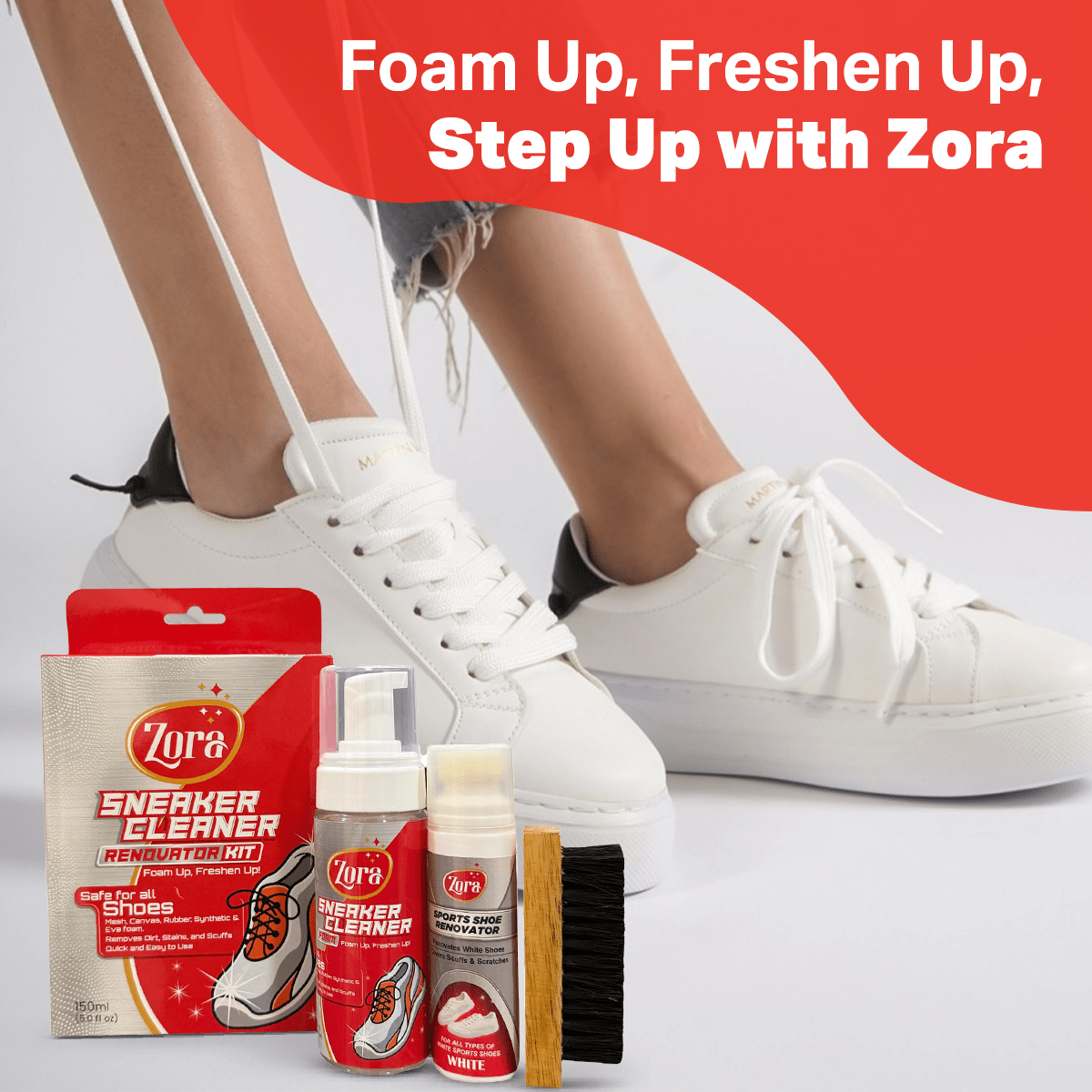 Zora Sports & Sneaker Cleaner| White Renovator Kit - Zora Shoe Care